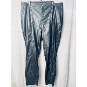 Pretty Little Thing Faux Black Leather Pants Skinny Split Hem WomenPlus Sz22 NWT